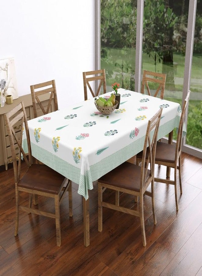 Texstylers Pure Cotton 6 Seater Dining Table Cloth - Rectangular Shape | 60x90 Inches | Washable & Durable Table Cover for Daily Use | Ideal for Home & Dining Decor, Green Chevron - Image 2