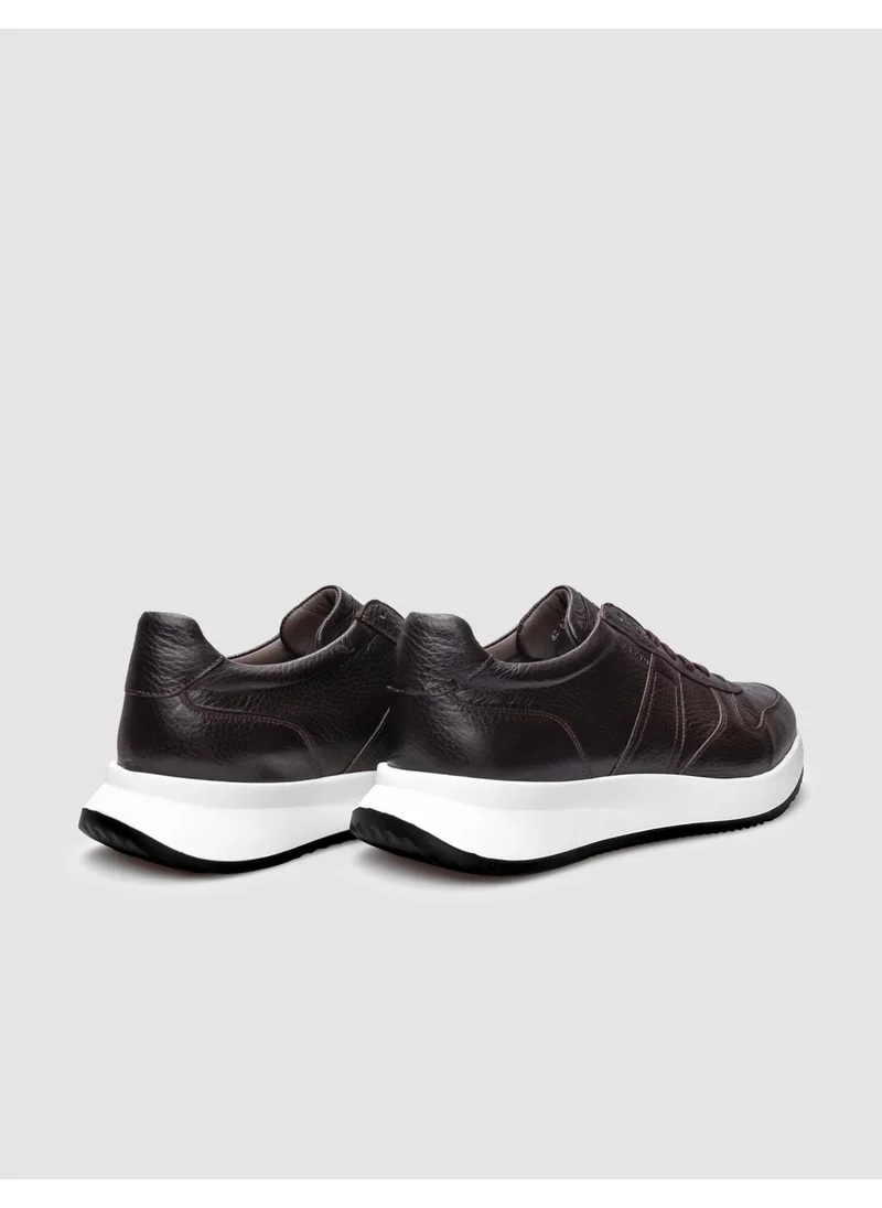 Cabani Leather Brown Lace-Up Men's Sports Shoes