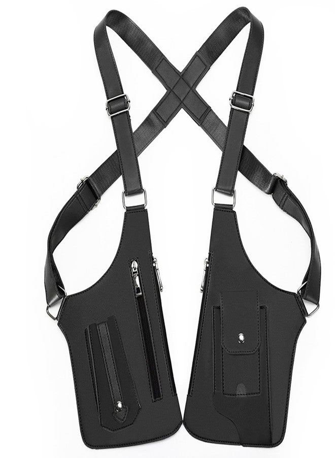 WrixWric Double Shoulder Underarm Bag for Men, Anti-Theft Hidden Armpit Holster Wallet, Adjustable Leather Tactical Shoulder Harness (Black 02) - Image 1