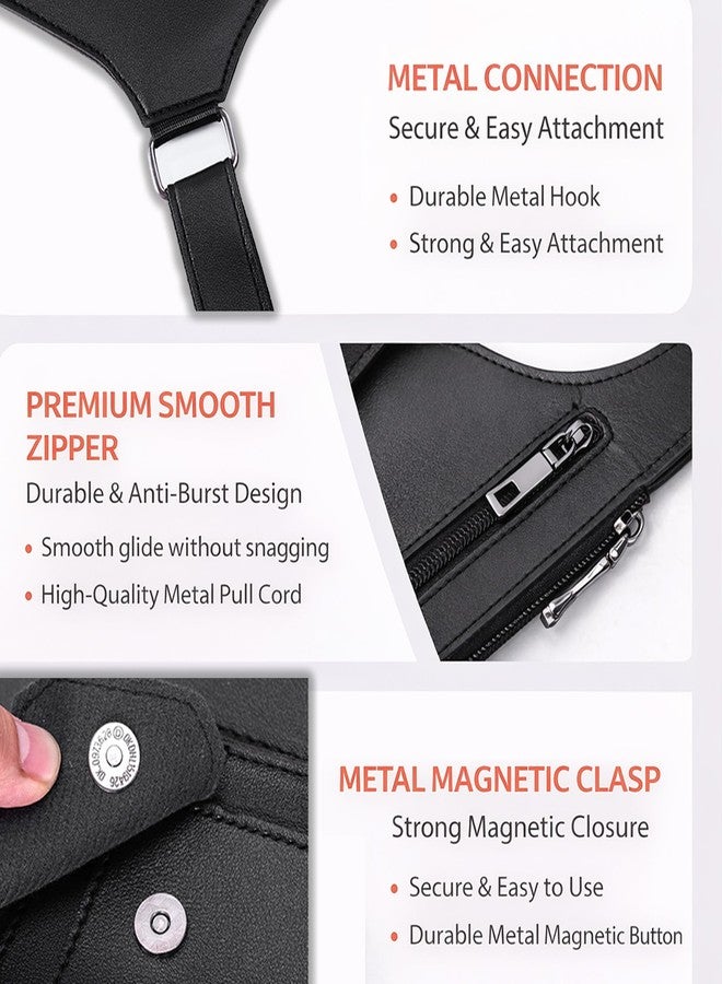 WrixWric Double Shoulder Underarm Bag for Men, Anti-Theft Hidden Armpit Holster Wallet, Adjustable Leather Tactical Shoulder Harness (Black 02) - Image 2