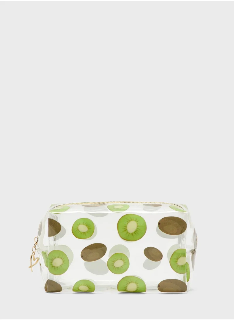 Ginger Kiwi Print Cosmetic Clear  Pouch