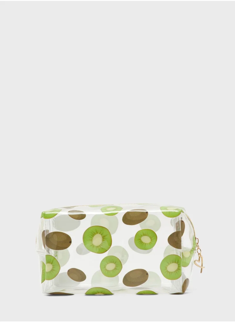 Ginger Kiwi Print Cosmetic Clear  Pouch