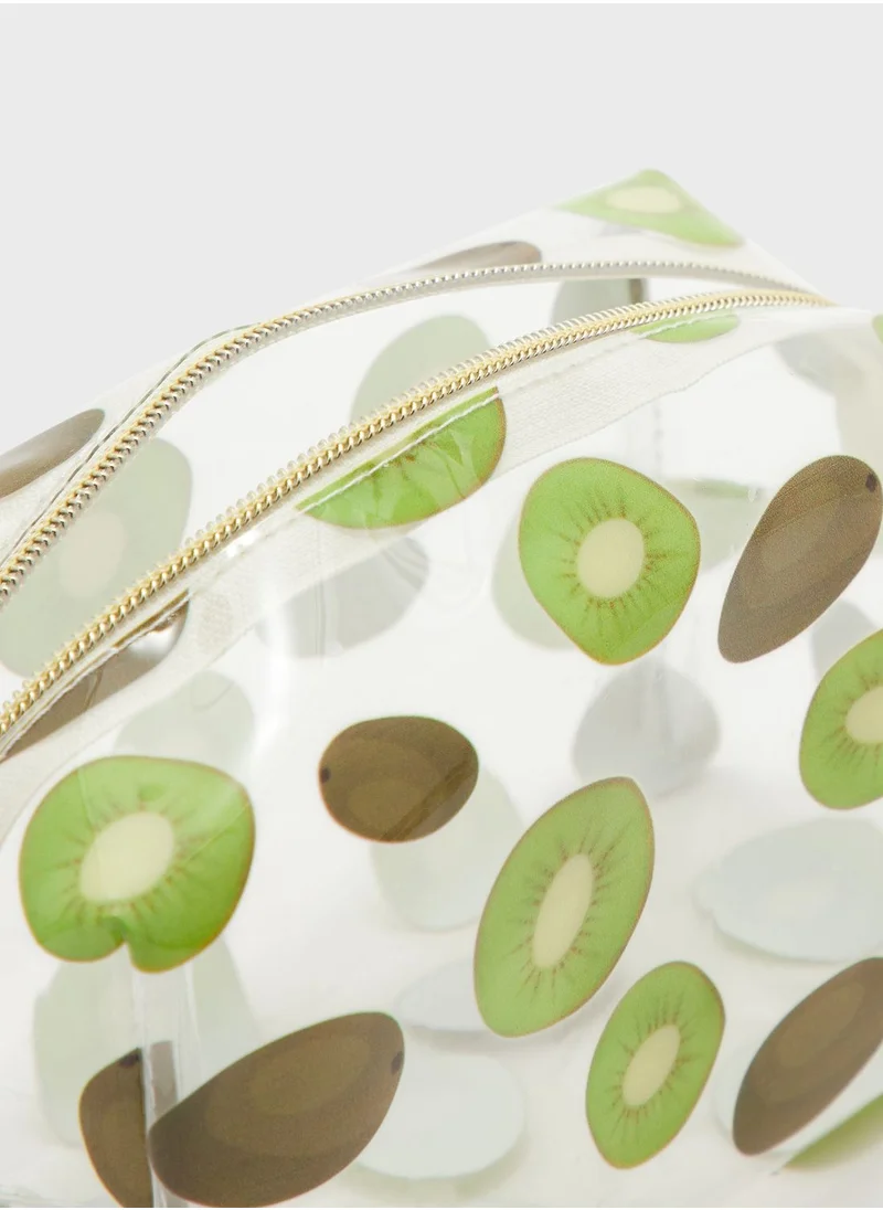Ginger Kiwi Print Cosmetic Clear  Pouch