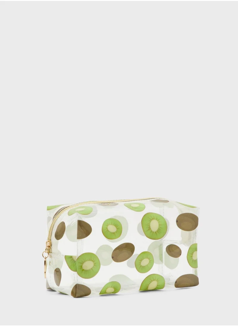 Ginger Kiwi Print Cosmetic Clear  Pouch