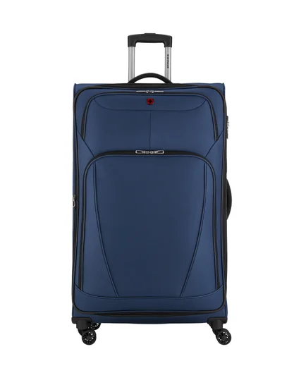 Wenger Beaumont Lite Large Softside Expandable 90cm Check-In Luggage Trolley Blue - 612386