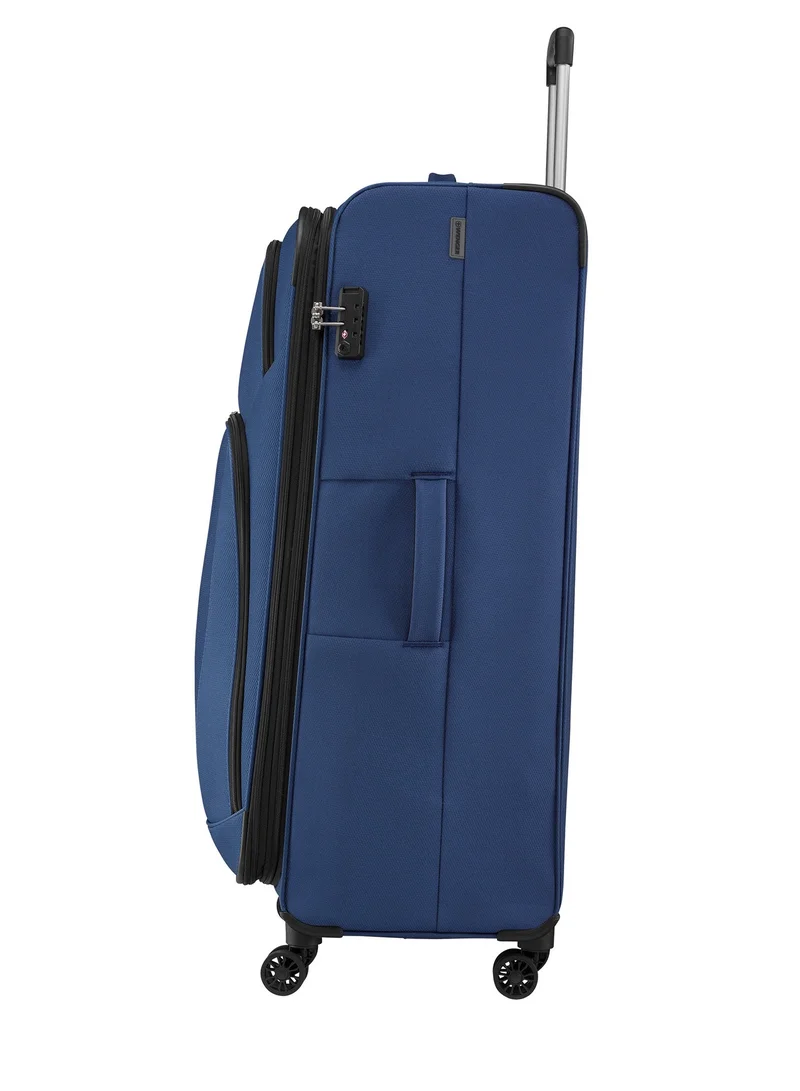 Wenger Beaumont Lite Large Softside Expandable 90cm Check-In Luggage Trolley Blue - 612386