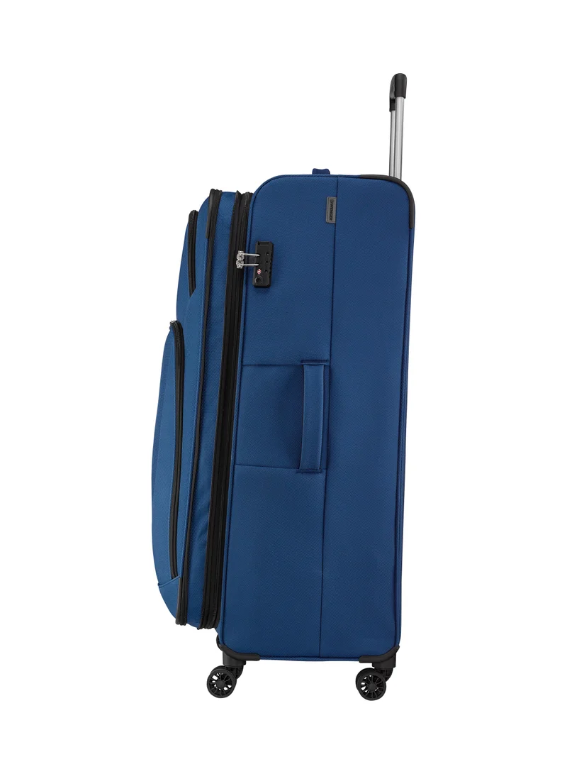 Wenger Beaumont Lite Large Softside Expandable 90cm Check-In Luggage Trolley Blue - 612386