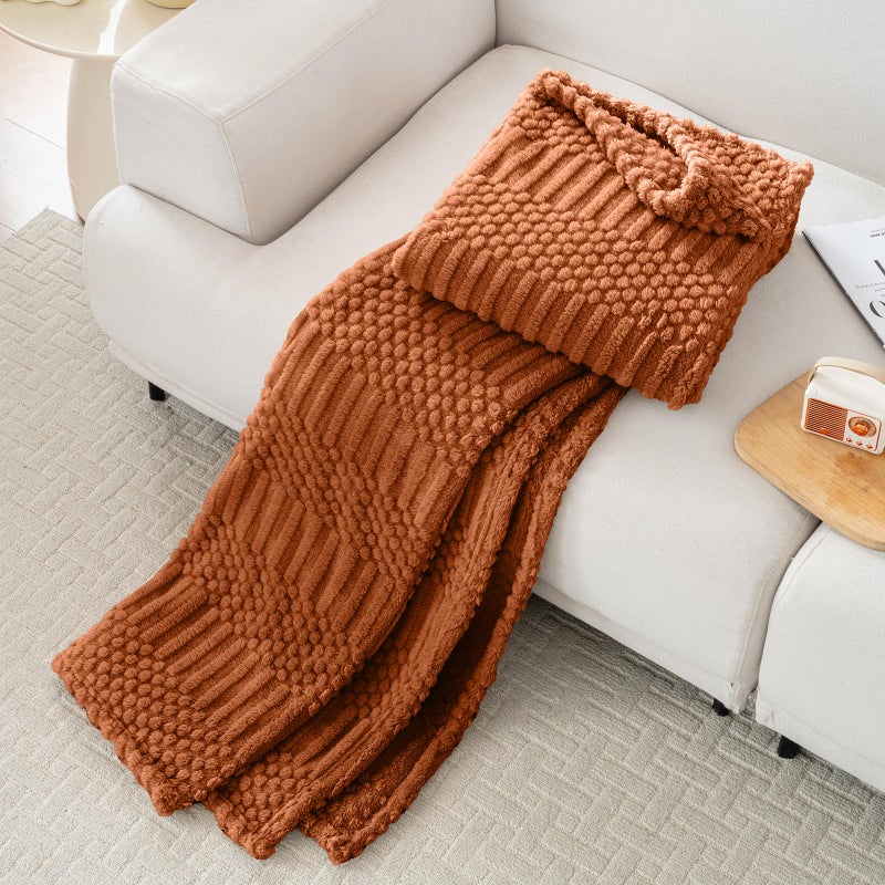 Lussena 60x80 Inch Rust Twin Blanket - Soft & Fluffy Fleece, Cute & Aesthetic, Perfect for Sofa, Couch, Chair, Bed, Living Room & Bedroom, All-Season Use, Plush & Cozy Decorative Blanket - Image 4