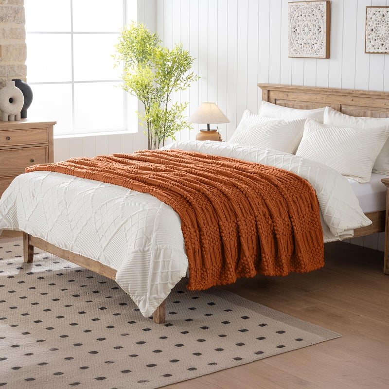 Lussena 60x80 Inch Rust Twin Blanket - Soft & Fluffy Fleece, Cute & Aesthetic, Perfect for Sofa, Couch, Chair, Bed, Living Room & Bedroom, All-Season Use, Plush & Cozy Decorative Blanket - Image 2