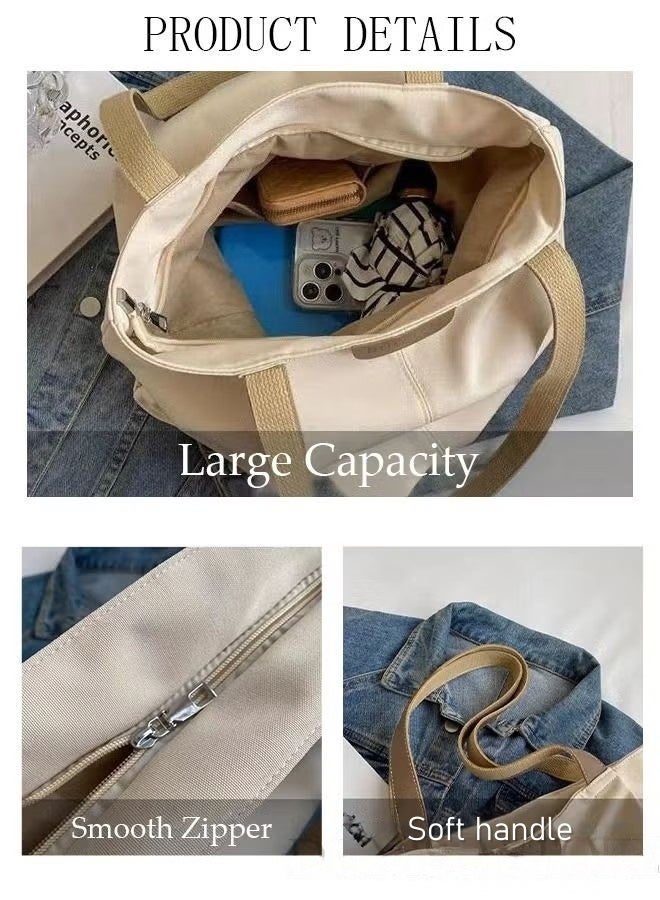 Women's Shoulder Tote Bag Canvas Handbag For Women Large Capacity Bucket Bag Fashionable Travel Messenger Shoulder Bag For Ladies Girls College Students - Image 4