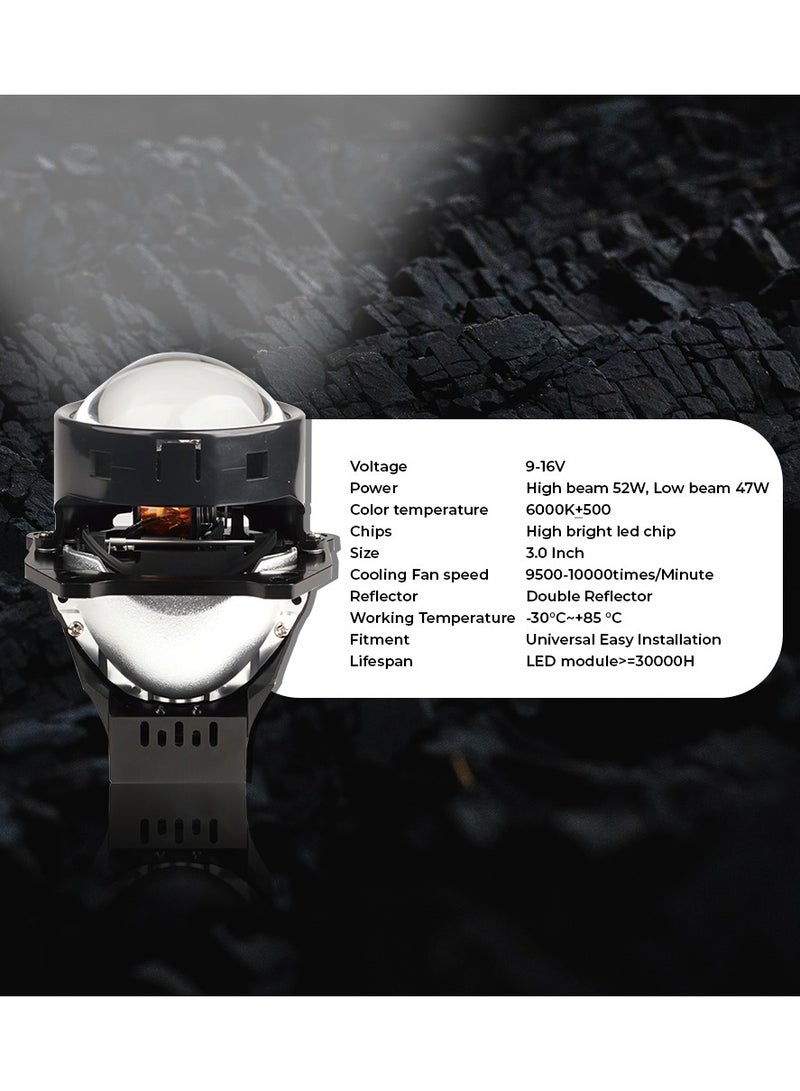 توبيز عدسة توبي الجديدة LS-01 فائقة السطوع ومنخفضة الطاقة وشعاع عالي وشعاع منخفض (52 وات، 47 وات) لمبة LED مع درجة حرارة لون 6500 ك وقطر 3 بوصة - Image 4