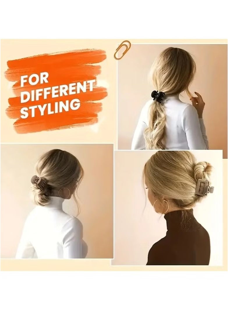 8 قطع مشابك شعر بمخالب متوسطة الحجم للنساء، مشابك شعر مستطيلة غير لامعة أو مزدوجة الصف للشعر الرقيق/المتوسط ​​النعومة، مشابك فك غير قابلة للانزلاق - Image 5