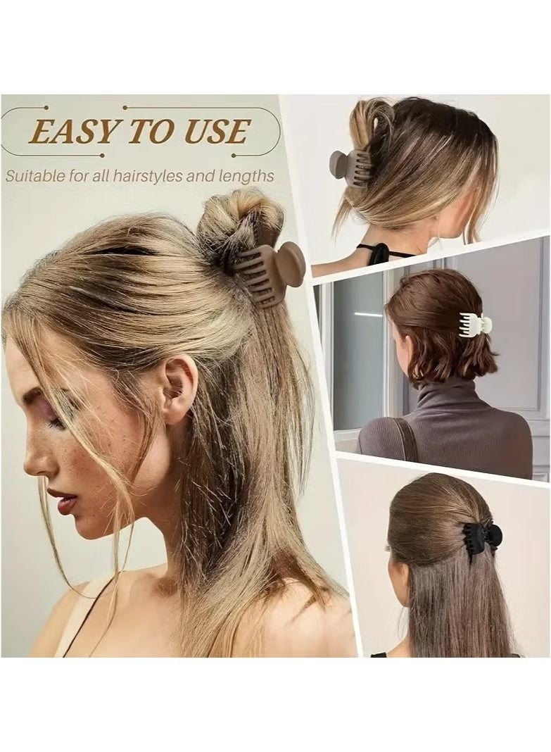 8 قطع مشابك شعر بمخالب متوسطة الحجم للنساء، مشابك شعر مستطيلة غير لامعة أو مزدوجة الصف للشعر الرقيق/المتوسط ​​النعومة، مشابك فك غير قابلة للانزلاق - Image 4