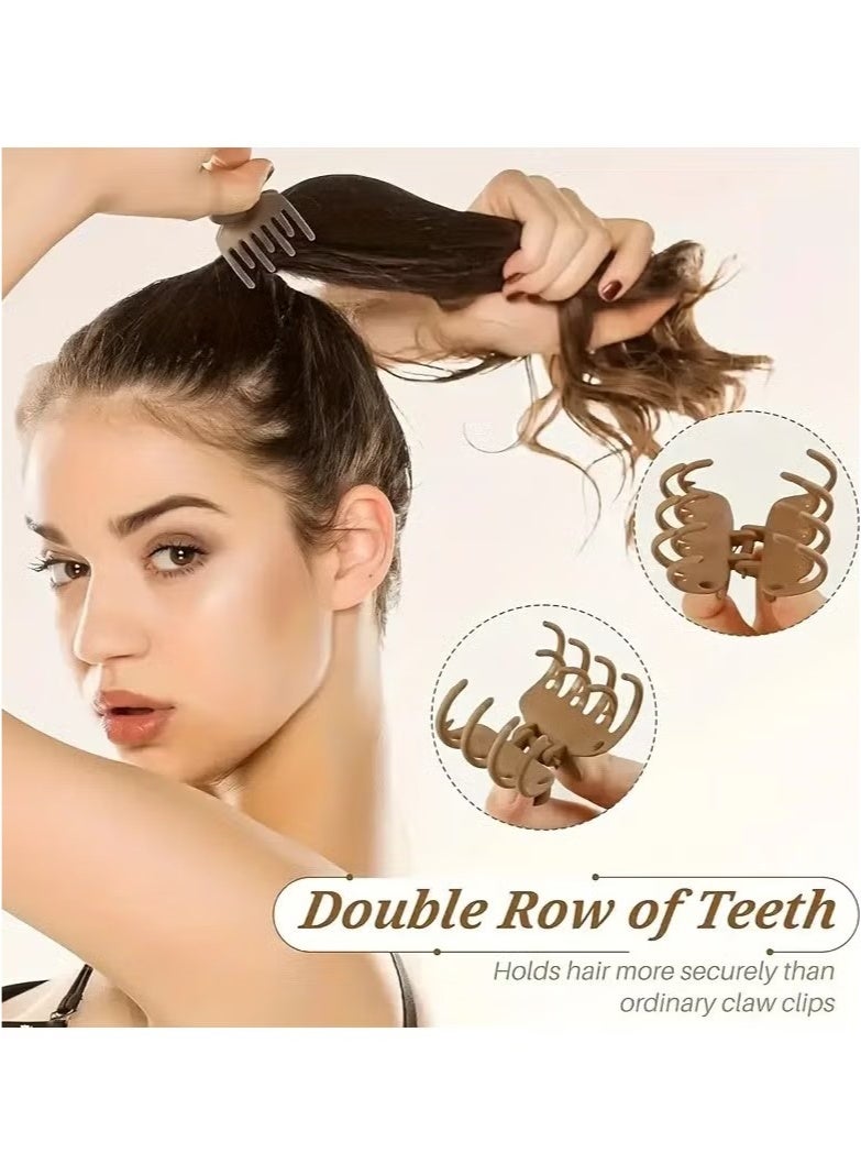 8 قطع مشابك شعر بمخالب متوسطة الحجم للنساء، مشابك شعر مستطيلة غير لامعة أو مزدوجة الصف للشعر الرقيق/المتوسط ​​النعومة، مشابك فك غير قابلة للانزلاق - Image 2