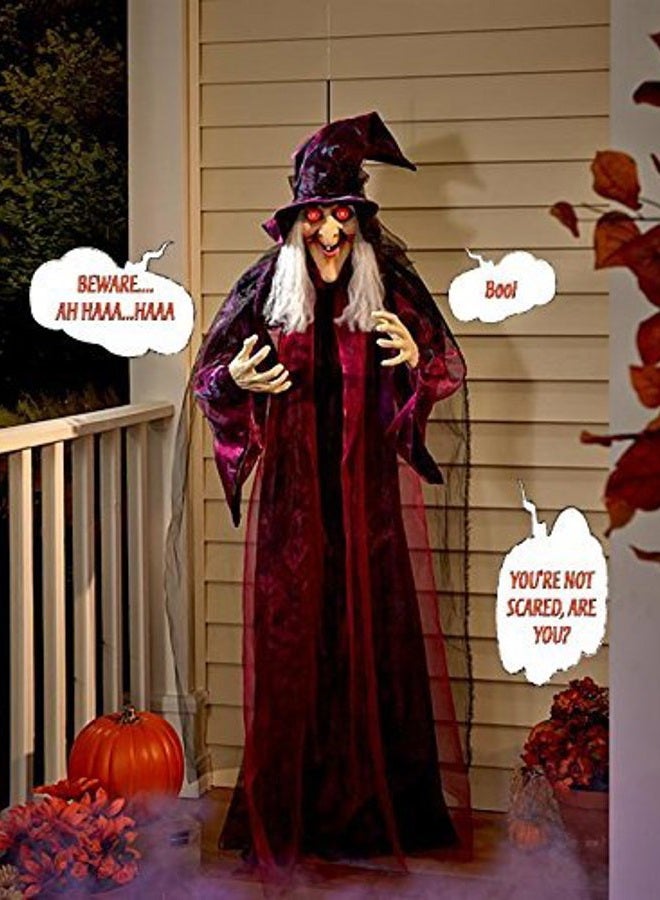 KNL Store 71" Life Size Hanging Animated Talking Witch Halloween Haunted House Prop Decor (1) - Image 2