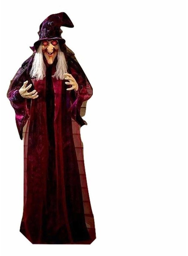 KNL Store 71" Life Size Hanging Animated Talking Witch Halloween Haunted House Prop Decor (1) - Image 1