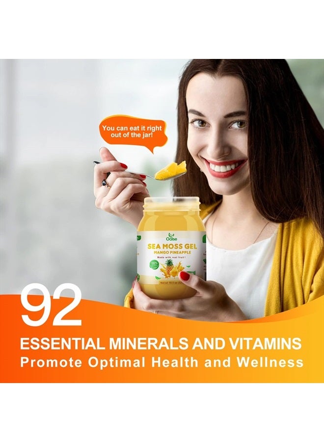 OALSE Sea Moss Gel - 18.5OZ Mango Pineapple Flavor Sea Moss Gel Organic Raw Nutritious Organic Sea Moss Gel Rich in 102 Vitamins and Minerals, Proteins & Vitamins, Vegan-Friendly - Image 4
