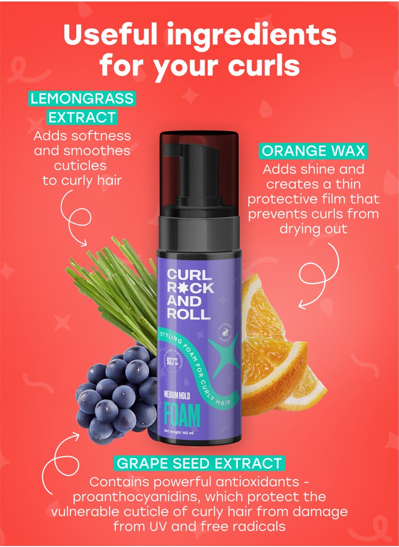 CURL ROCK AND ROLL Curl Rock and Roll Hair Styling Foam - Softens and Smoothes - Paraben-Free & Sulfate-Free - Medium Hold, 160 ml  - Image 4