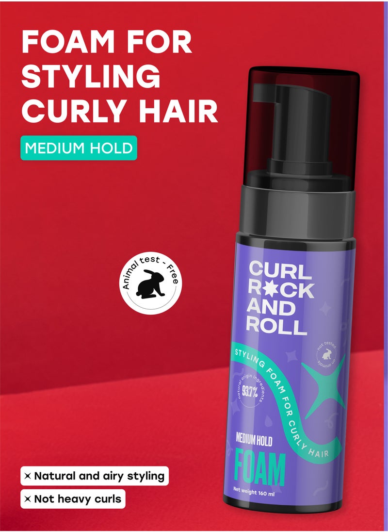 CURL ROCK AND ROLL Curl Rock and Roll Hair Styling Foam - Softens and Smoothes - Paraben-Free & Sulfate-Free - Medium Hold, 160 ml  - Image 2
