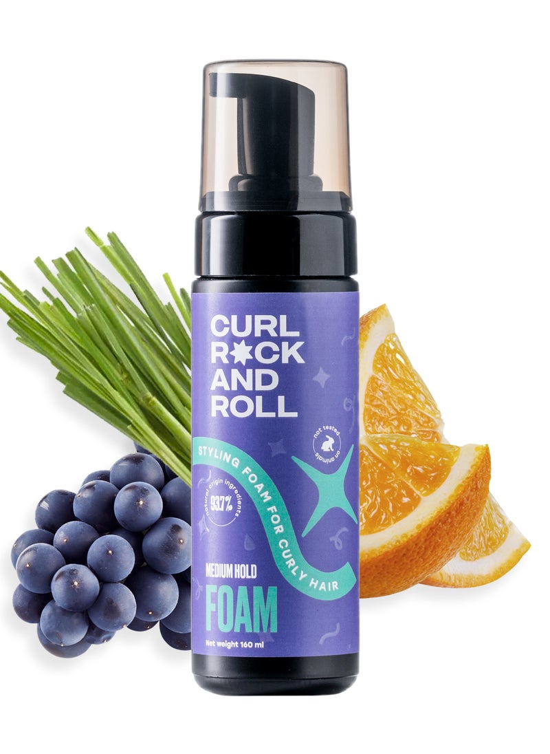 CURL ROCK AND ROLL Curl Rock and Roll Hair Styling Foam - Softens and Smoothes - Paraben-Free & Sulfate-Free - Medium Hold, 160 ml  - Image 1