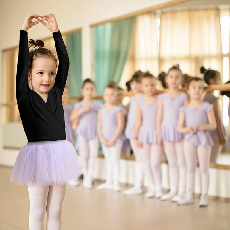 MOLLDAN Ballet Wrap Top for Girls Long Sleeve Dance Cardigan for Toddlers,Waist Self Tie - Image 5