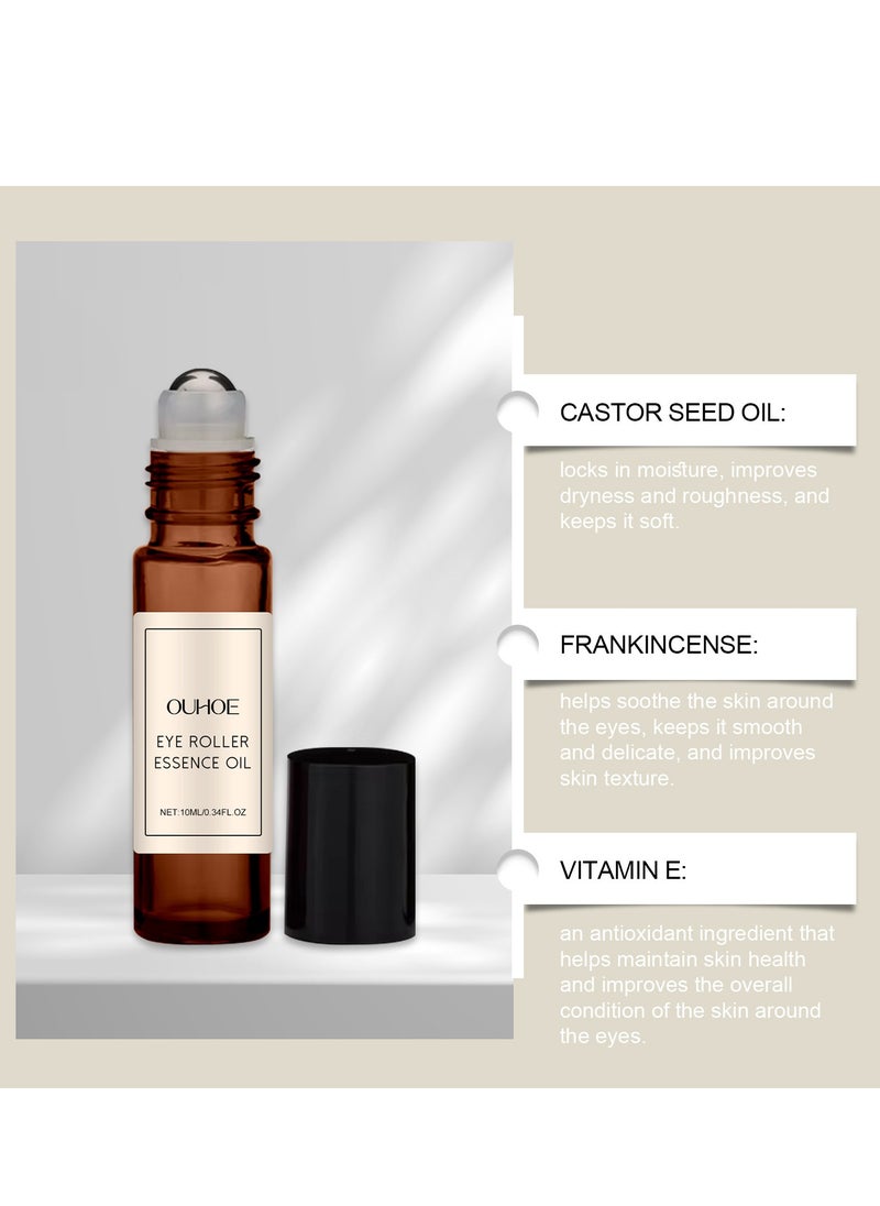 OUHOE - Time Eraser Castor Oil Eye Roller (10ml), 360° Castor Oil & Frankincense Rollerball for Dark Circles, Wrinkles, and Puffiness – Under Eye Treatment for Smoother, Brighter Skin - Image 1