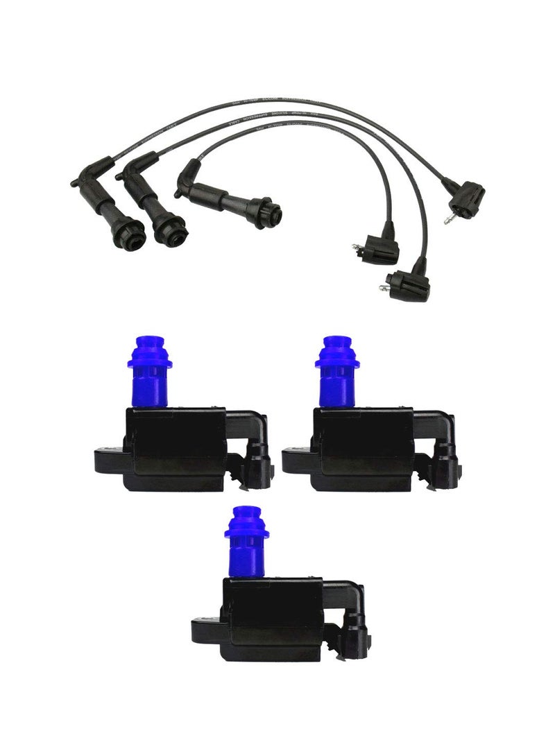ENA Set of 3 Ignition Coil and Wire Set Compatible with Toyota Lexus 2001 2002 2003 2004 2005 IS300 19982005 GS30019982000 SC300 1998 Supra 30L Replacement for UF228 9091902216 1756170