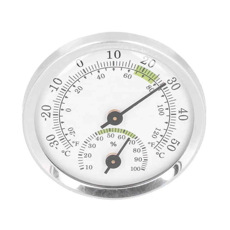 High-precision dial thermometer and hygrometer for indoor use, no batteries required.（Silver, green） - Image 2