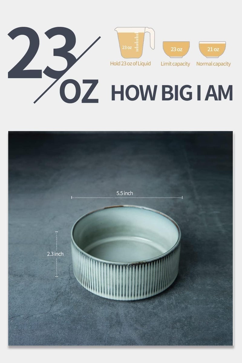 famiware Star Cereal Bowl Set Soup Bowls Set of 6 Double Reactive Glaze Stackable 23 oz Deep Bowls Suitable for Cereal Popcorn Oatmeal Dessert  Dishwasher and Microwave Safe Smoky Blue - Image 5