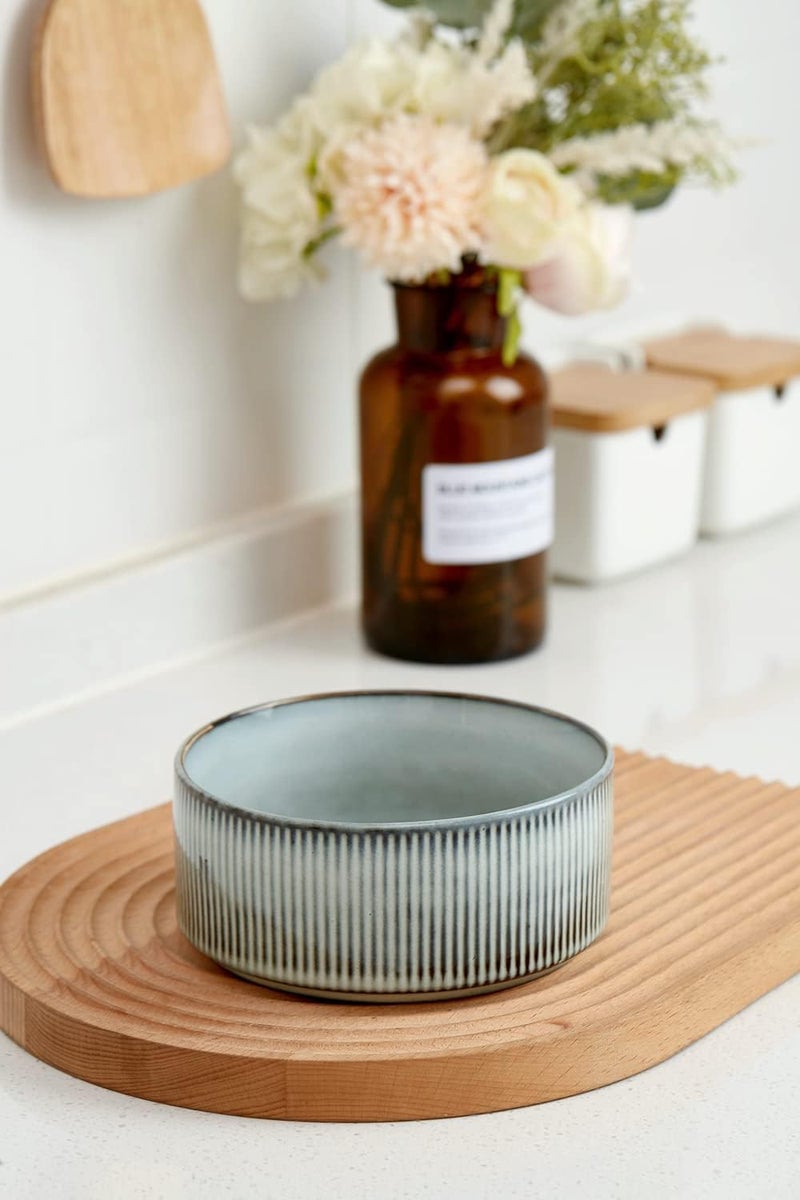 famiware Star Cereal Bowl Set Soup Bowls Set of 6 Double Reactive Glaze Stackable 23 oz Deep Bowls Suitable for Cereal Popcorn Oatmeal Dessert  Dishwasher and Microwave Safe Smoky Blue - Image 3