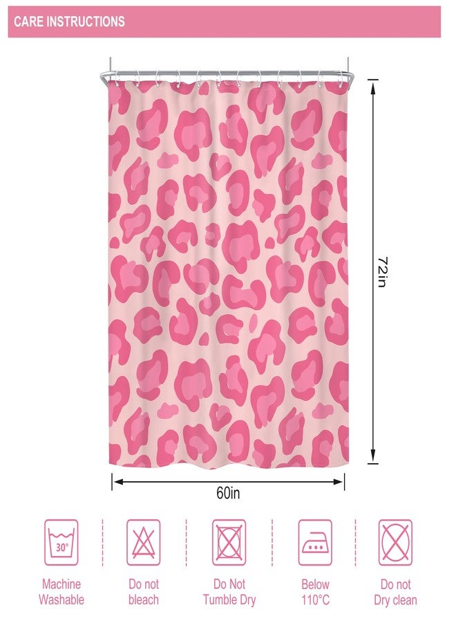 Riyidecor Pink Leopard Print Shower Curtain 60x72 Inch Cute Girl Modern Trendy Simple Cheetah Abstract Aesthetic Rustic Minimalist Contemporary Vintage Women Fabric Bathroom Decor Polyester Waterproof - Image 5