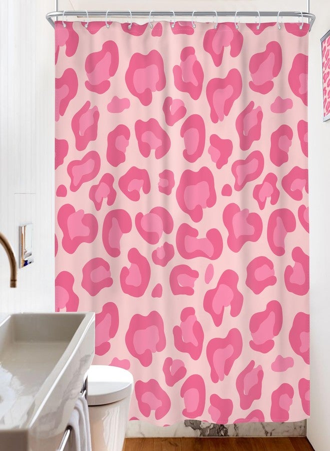Riyidecor Pink Leopard Print Shower Curtain 60x72 Inch Cute Girl Modern Trendy Simple Cheetah Abstract Aesthetic Rustic Minimalist Contemporary Vintage Women Fabric Bathroom Decor Polyester Waterproof - Image 4