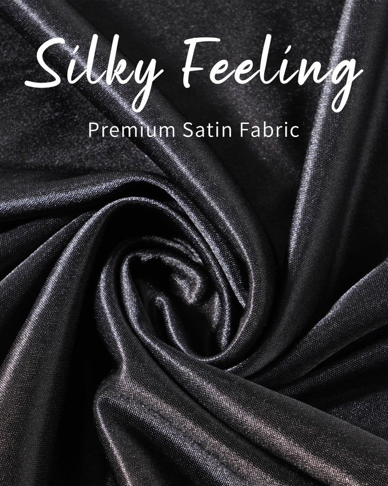 Sofier Satin Shawl Wraps for Women Evening Dresses Wedding Bridal Party Silky Scarf Formal Cover Up Bridesmaid Gifts Black - Image 3