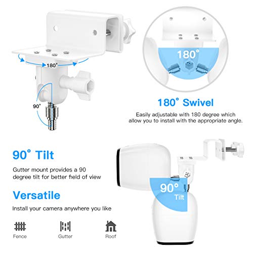 OkeMeeo Gutter Mount for eufyCam 2C/2C Pro/3C/for Arlo Essential/Pro 5S/Pro 3/Ultra 2 and More Security Camera with Standard 1/4'' Screw (White, 2 Pack) - Image 3