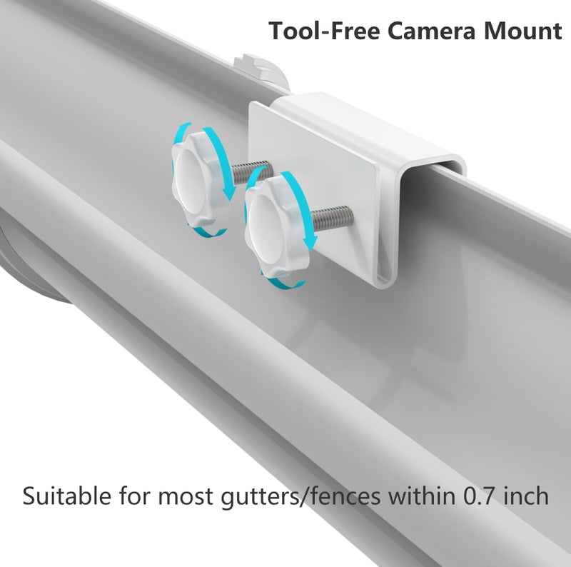 OkeMeeo Gutter Mount for eufyCam 2C/2C Pro/3C/for Arlo Essential/Pro 5S/Pro 3/Ultra 2 and More Security Camera with Standard 1/4'' Screw (White, 2 Pack) - Image 5
