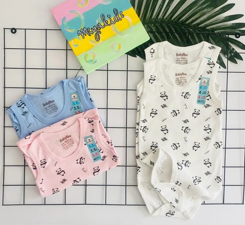 Miyakidsworld Large Size Children's Snap-On Bodysuit 3-4-5-6 Years Old Children's Bodysuit (4 Pieces) Cotton Thick Strap Undershirt