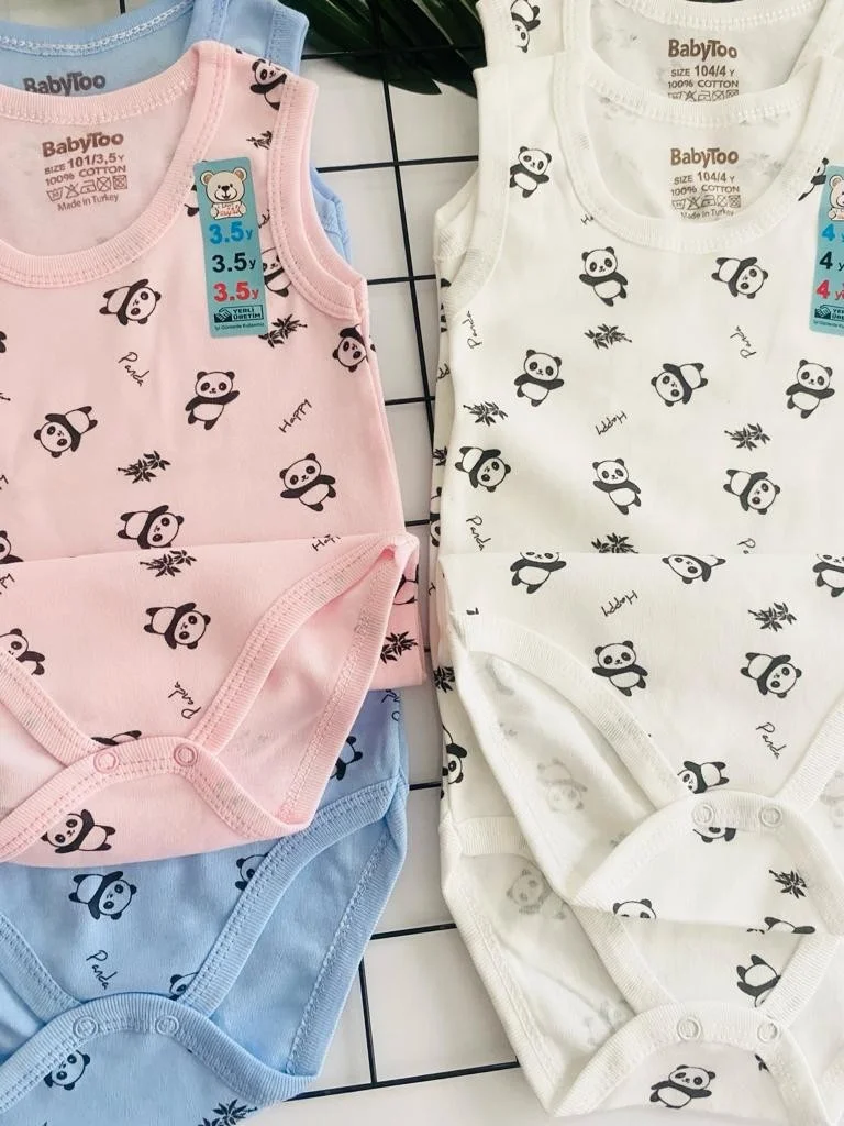 Miyakidsworld Large Size Children's Snap-On Bodysuit 3-4-5-6 Years Old Children's Bodysuit (4 Pieces) Cotton Thick Strap Undershirt