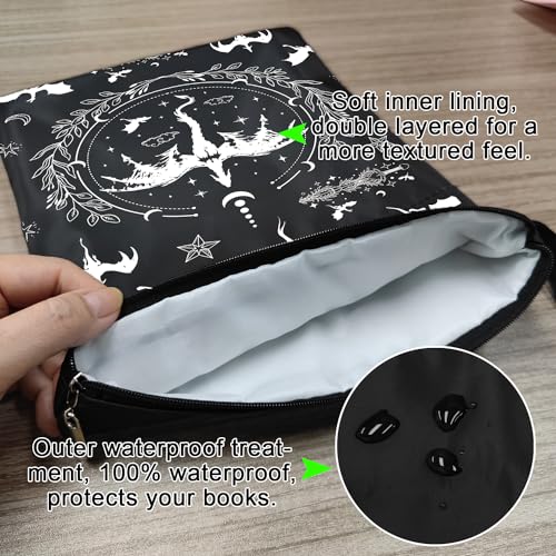 Maydvdv Romantasy Dark Academia Dragons Book Sleeve, Fantasy Novel Reader Gift, Bookish Gifts, Book Inspired Gift, Paperback Book Protector Book Cover Dragons Lovers Book Gifts (Dragons Book Pouch-Black) - Image 2