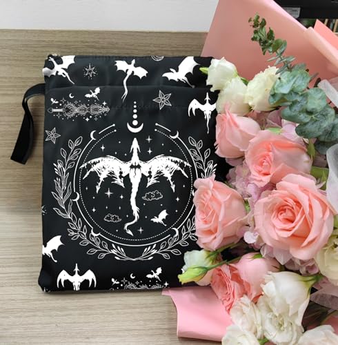 Maydvdv Romantasy Dark Academia Dragons Book Sleeve, Fantasy Novel Reader Gift, Bookish Gifts, Book Inspired Gift, Paperback Book Protector Book Cover Dragons Lovers Book Gifts (Dragons Book Pouch-Black) - Image 3