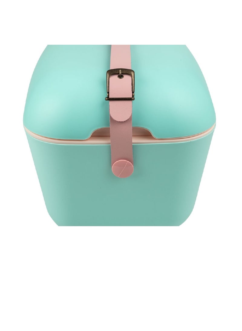 Polarbox 20L Classic Cooler Box with Leather Strap, Rigid Thermal Insulated Ice for Beach, Picnic Party Convertible Lid Polypropylene Insulation Nude/Olive PB-9250,Cyan - Baby Rose  - Image 2