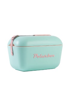 Polarbox 20L Classic Cooler Box with Leather Strap, Rigid Thermal Insulated Ice for Beach, Picnic Party Convertible Lid Polypropylene Insulation Nude/Olive PB-9250,Cyan - Baby Rose  - Image 1