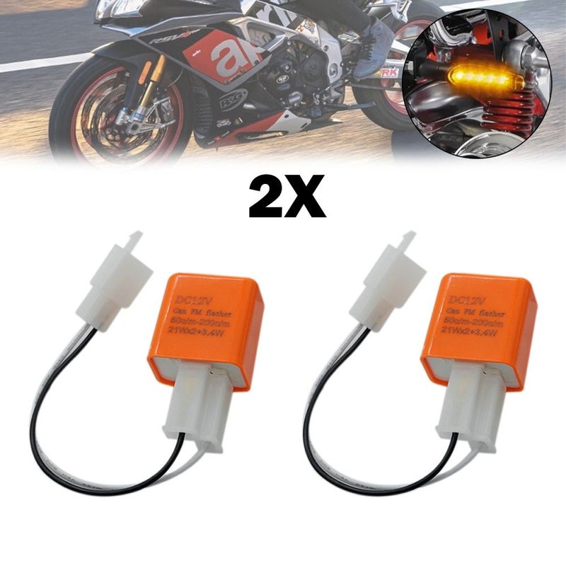 أسود 12V DC مرحل وميض مجموعة 2 قطعة قابل للتعديل 2 دبوس إشارة انعطاف - Image 1