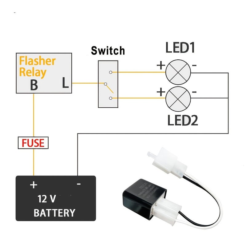 أسود 12V DC مرحل وميض مجموعة 2 قطعة قابل للتعديل 2 دبوس إشارة انعطاف - Image 5
