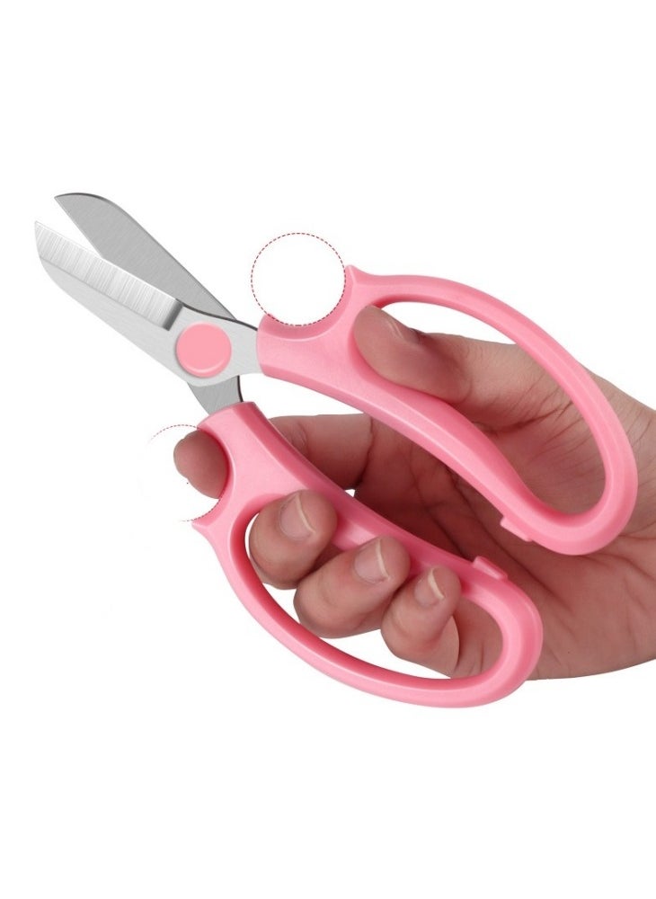 WAOKN Multifunctional Floral Scissors Garden Pruning Shears Flower Cutting Scissors with Comfortable Handles Garden Clippers for Flower Arrangement Fruit Picking(Pink)  - Image 1