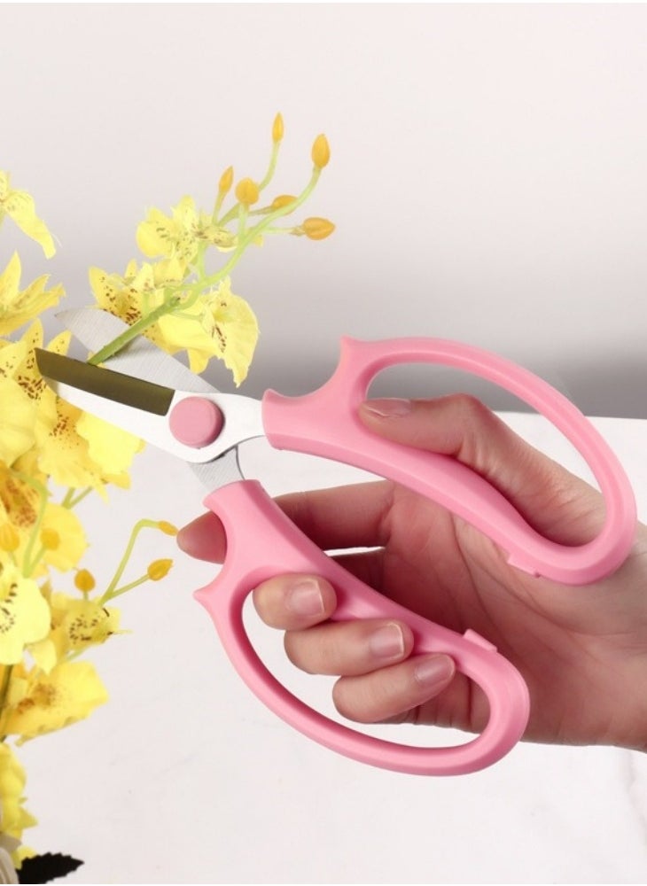WAOKN Multifunctional Floral Scissors Garden Pruning Shears Flower Cutting Scissors with Comfortable Handles Garden Clippers for Flower Arrangement Fruit Picking(Pink)  - Image 4