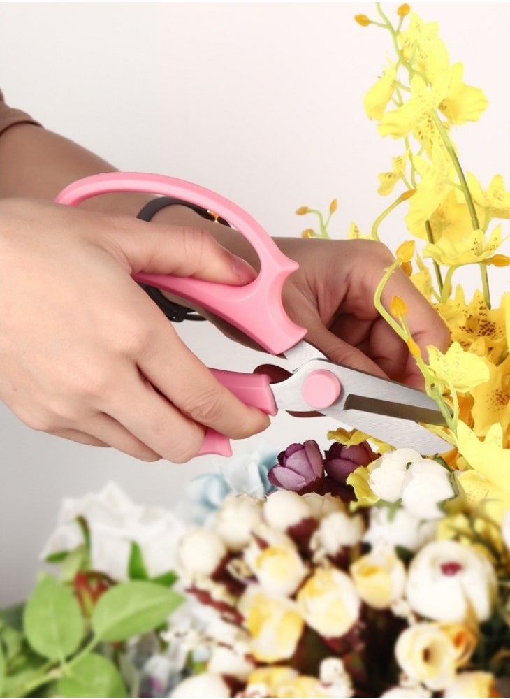 WAOKN Multifunctional Floral Scissors Garden Pruning Shears Flower Cutting Scissors with Comfortable Handles Garden Clippers for Flower Arrangement Fruit Picking(Pink)  - Image 3