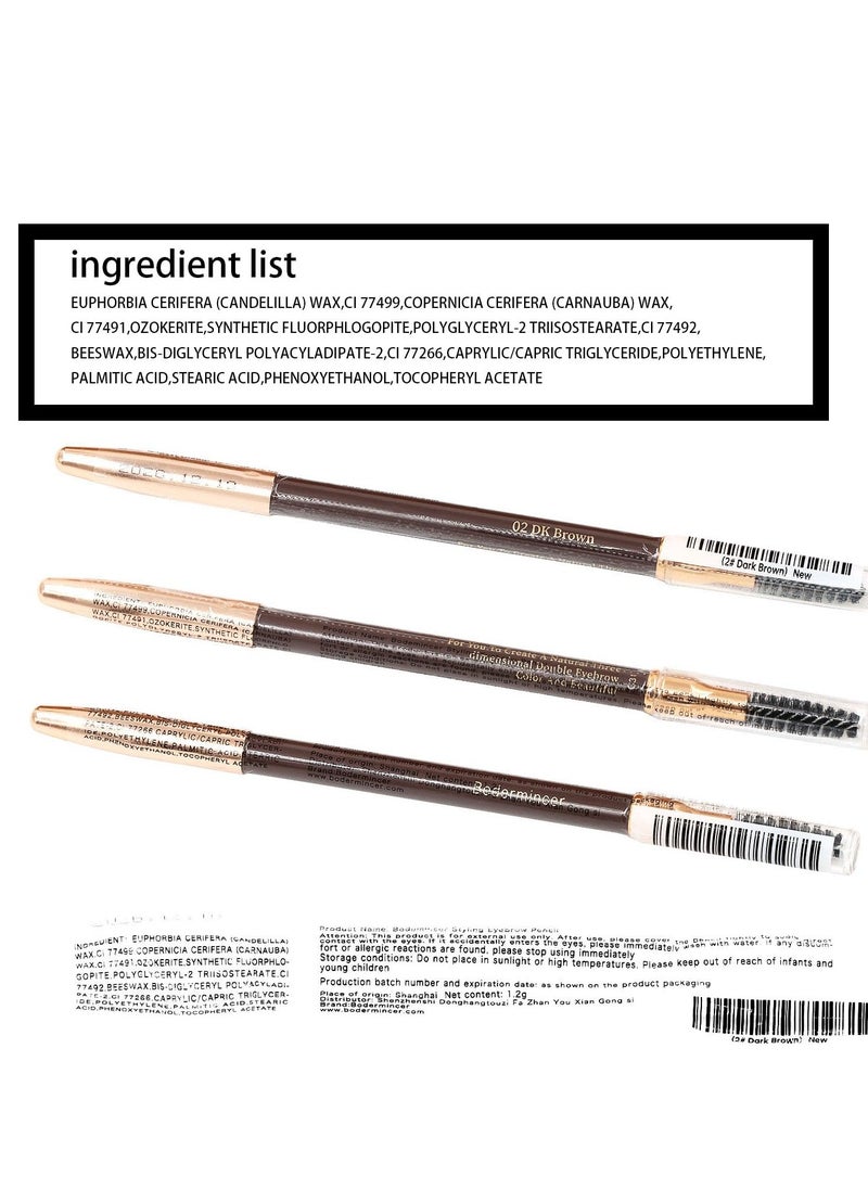 Bodermincer 1pcs Eyebrow Pencil Longlasting Waterproof Durable Liner Eyebrow 5 Colors to Choose (2# Dark Brown)  - Image 4