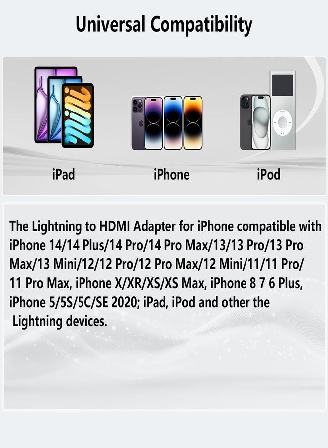 esbeecables [Apple MFi Certified] Lightning to HDMI Adapter,1080P Video & Audio Digital AV Adapter Sync Screen Connector Cable with Charging Port for iPhone 14 13 12 11 X 8 7 iPad on HDTV/Projector/Monitor - Image 5