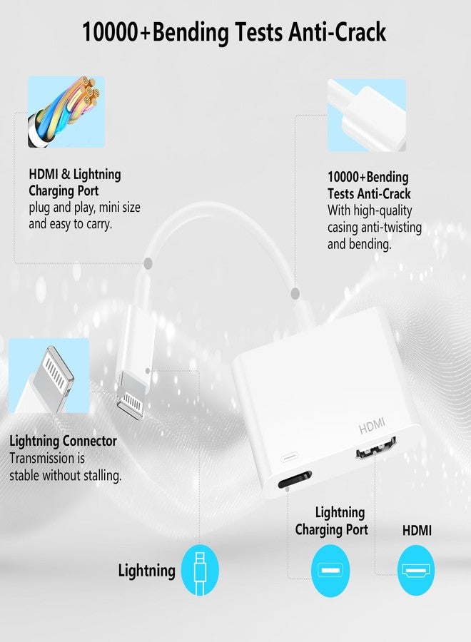 esbeecables [Apple MFi Certified] Lightning to HDMI Adapter,1080P Video & Audio Digital AV Adapter Sync Screen Connector Cable with Charging Port for iPhone 14 13 12 11 X 8 7 iPad on HDTV/Projector/Monitor - Image 4