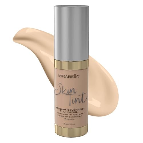 Mirabella Skin Tint Creme Liquid Foundation Makeup OilFree Mineral Foundation for Medium Coverage  wHyaluronic Acid Squalane  Allantoin for All Skin Types  IC Cool